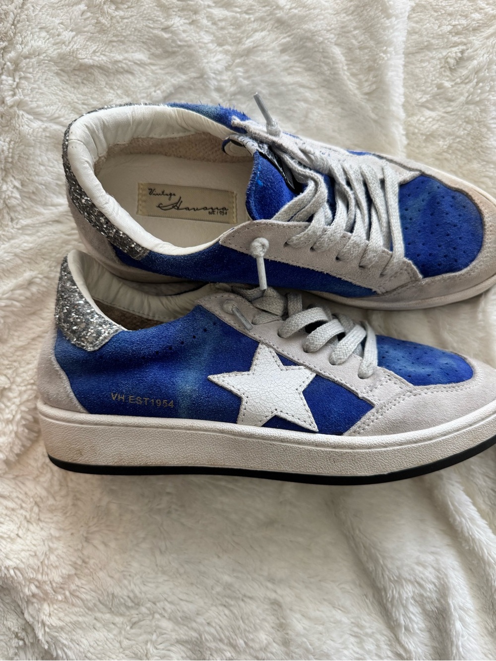 Vintage Havana Blue White Star Low-Top Sneakers